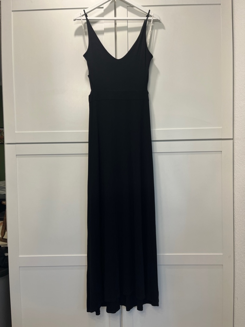 Rolla Coster Black Maxi Slip Dress with V-Neck and Cut Outs on the sides